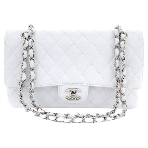 chanel white medium flap|chanel classic bag with flap.